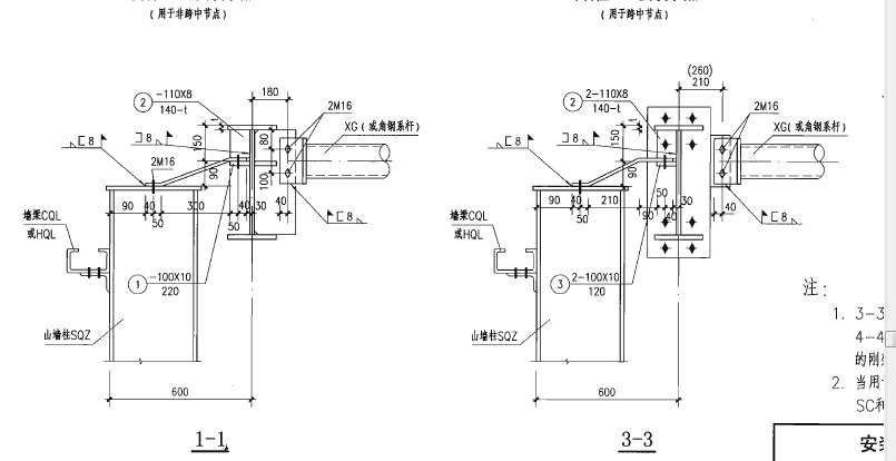 抗风柱与钢梁上翼缘连接的做法